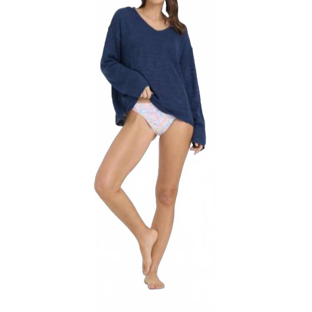 NEW OCEAN DRIVE solid slub sweater in navy
